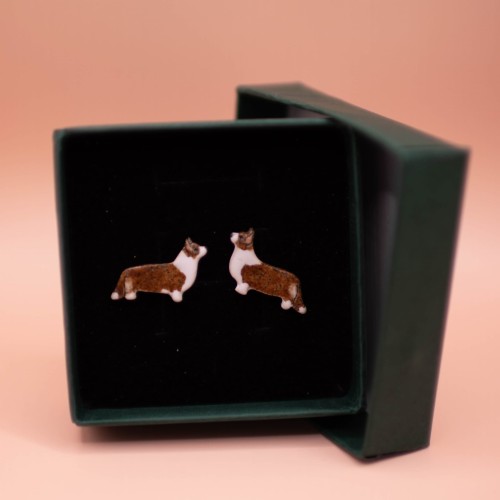 ceramiczne kolczyki biżuteria corgi cardigan