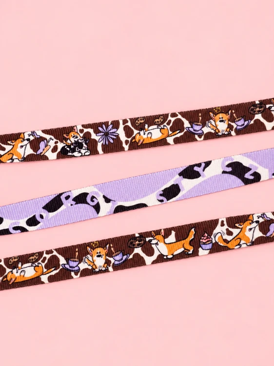 taśma psich akcesoriów w krowie łaty i corgi